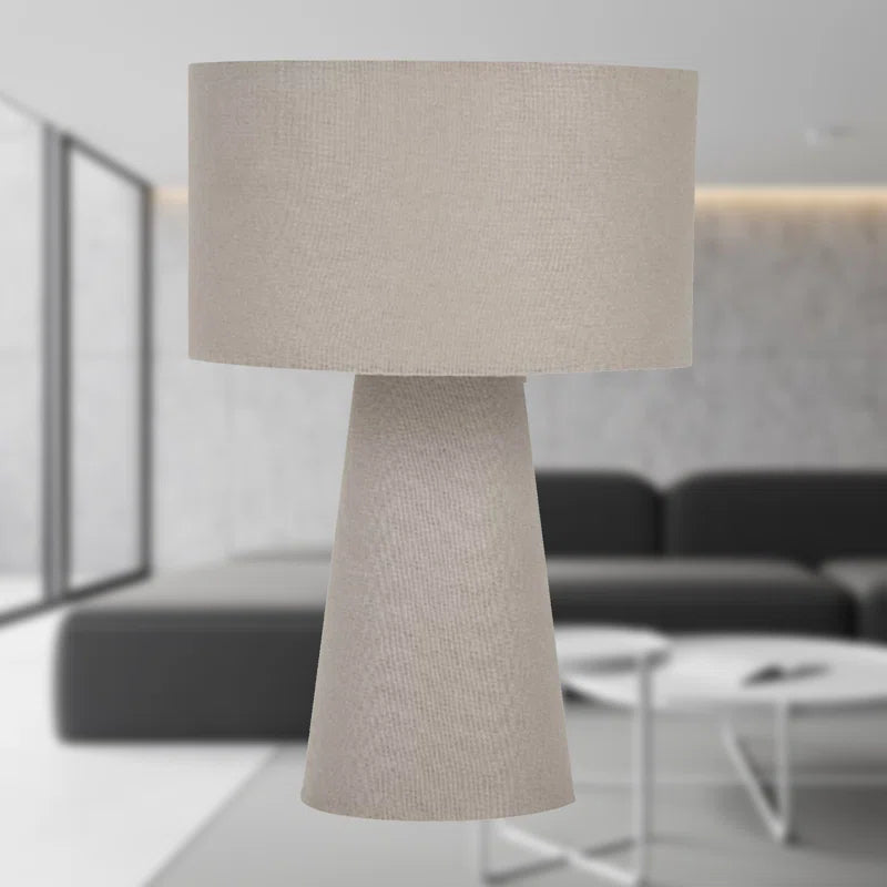 Set of 2 Cone - Grey Fabric Table Lamps or Bedside Lights.