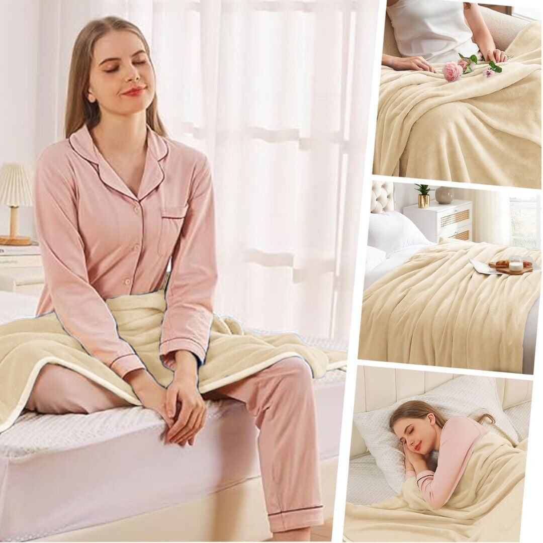 Large Fleece Blanket Throw Reversible Soft Warm Bed Sofa Blanket Double & King