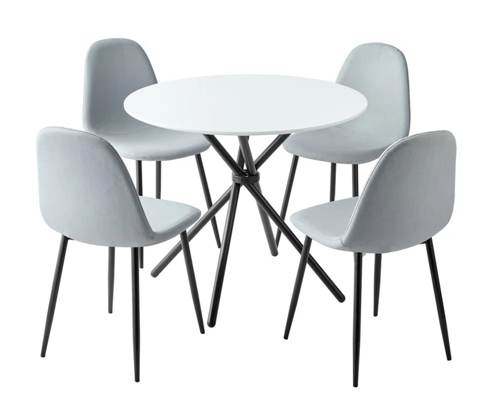 Mose Cullompton Small round Dining Table (TAB202, 90Cm) with 4 Chairs (CHA502-SGY)