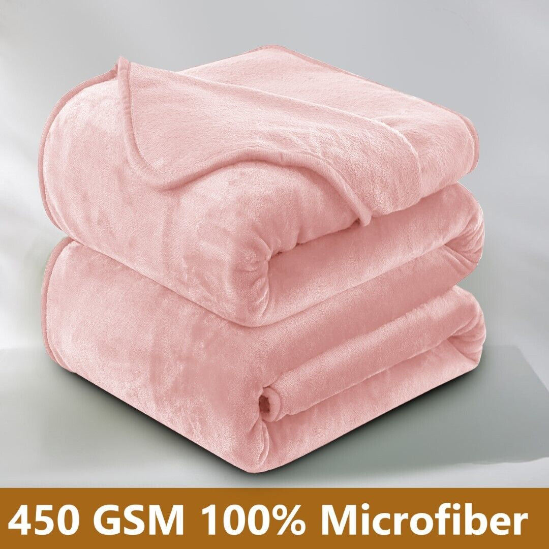 Large Fleece Blanket Throw Reversible Soft Warm Bed Sofa Blanket Double & King