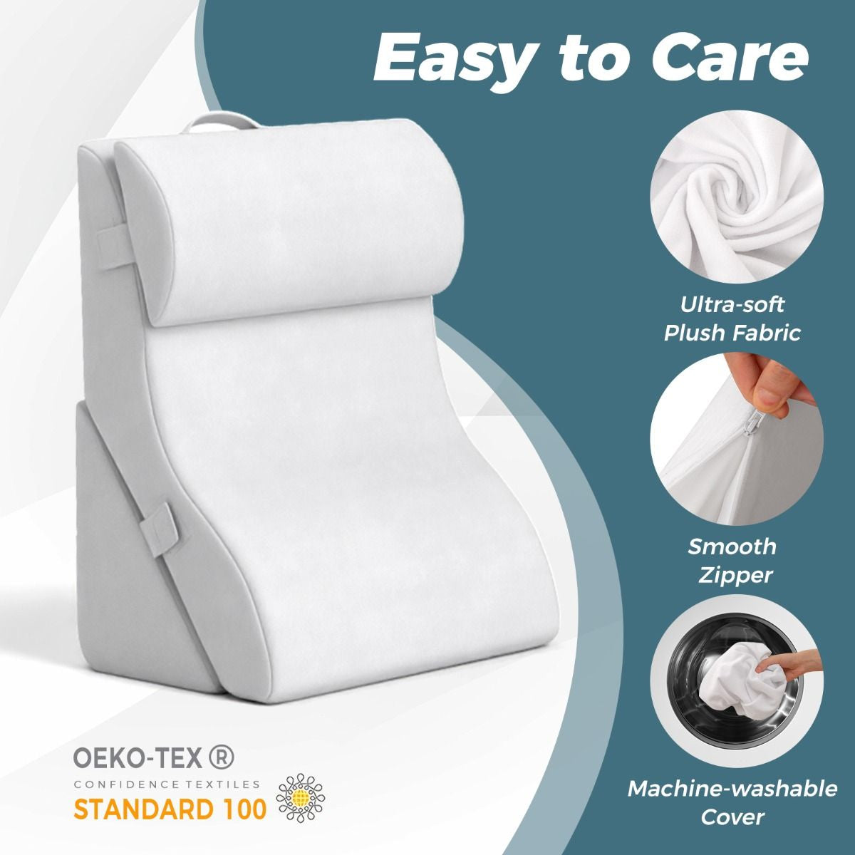 3 PCS Bed Wedge Pillow Set with Machine-Washable Cover for Snoring