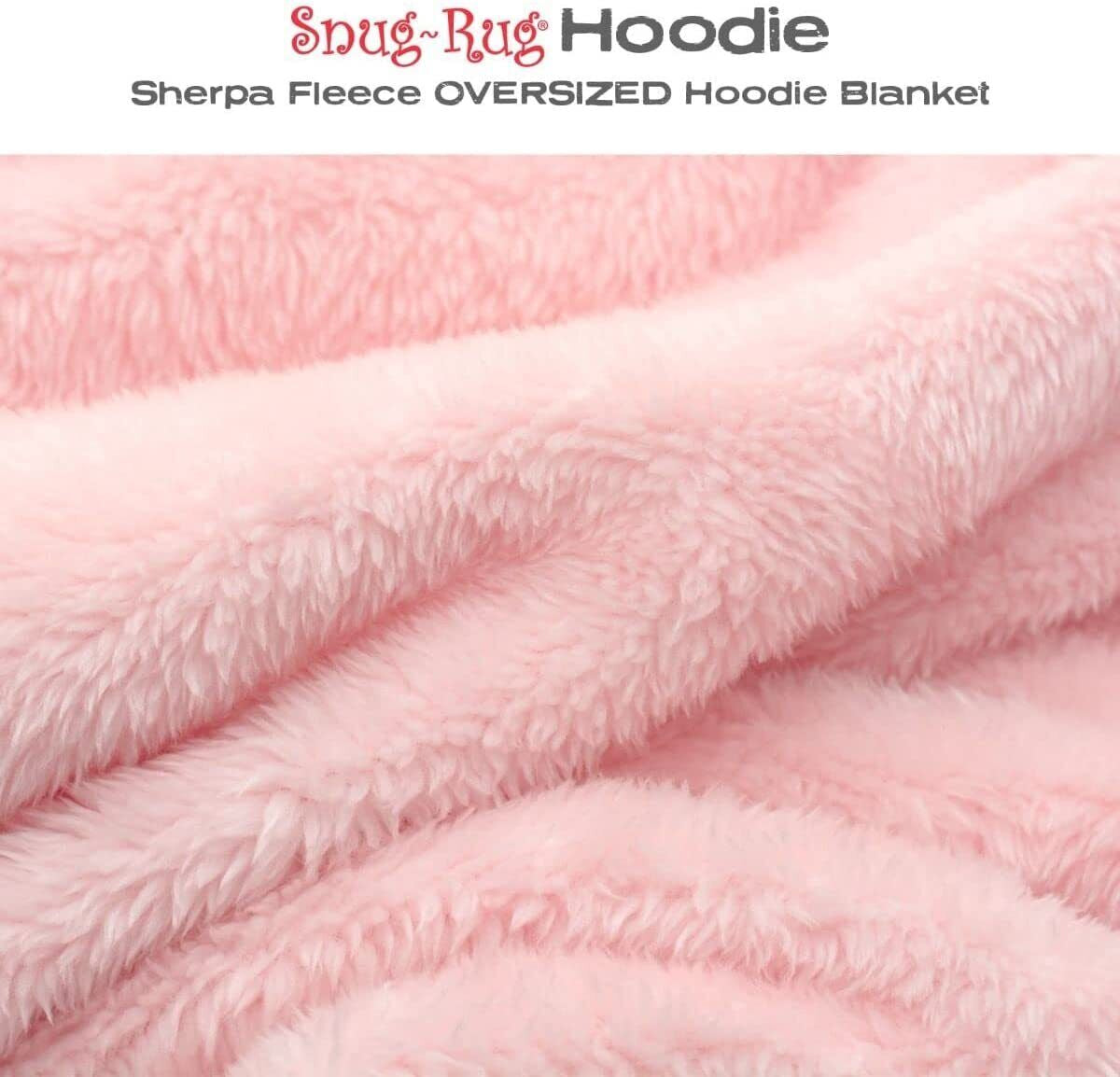 Snugrug Oversized Long Hooded Adult Sherpa Big Fleece Blanket Hoodie Sweatshirt