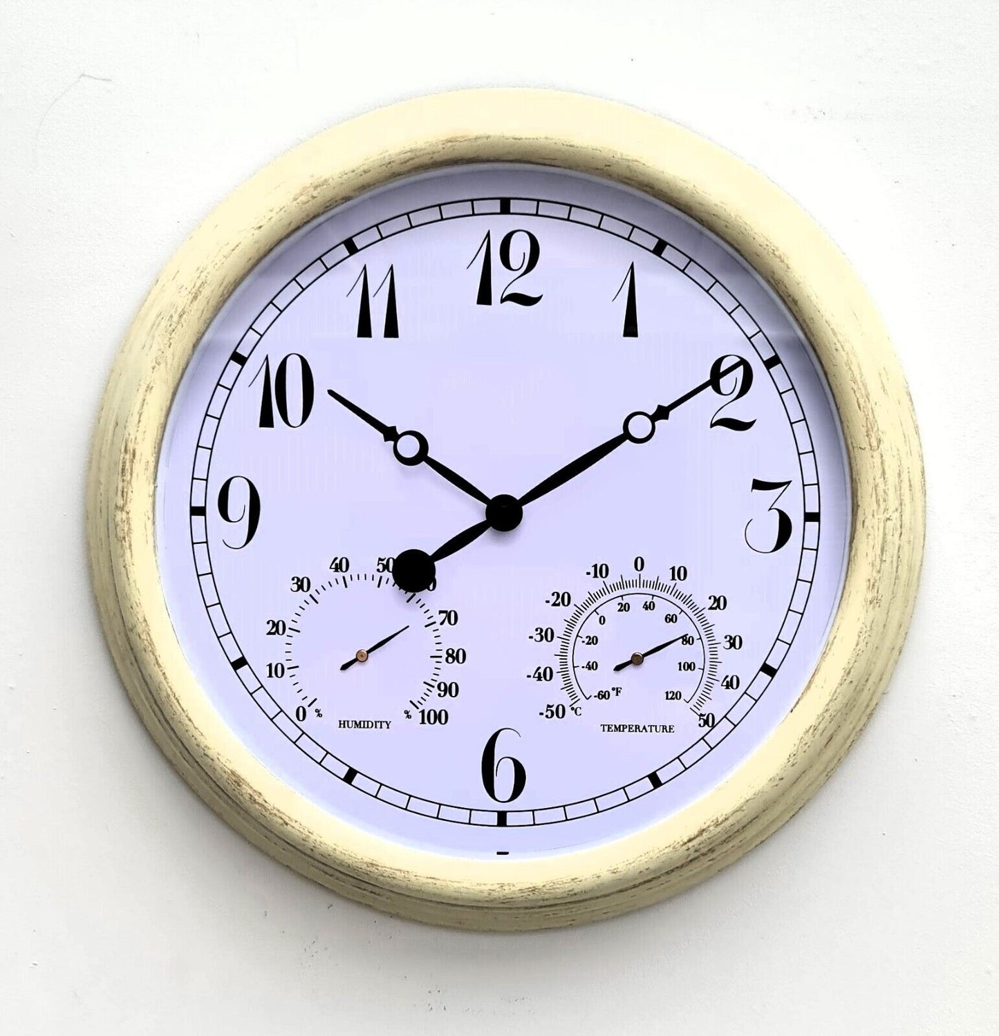 Garden Station Wall Clock with Thermometer Humitity Indoor Outdoor Roman 38Cm