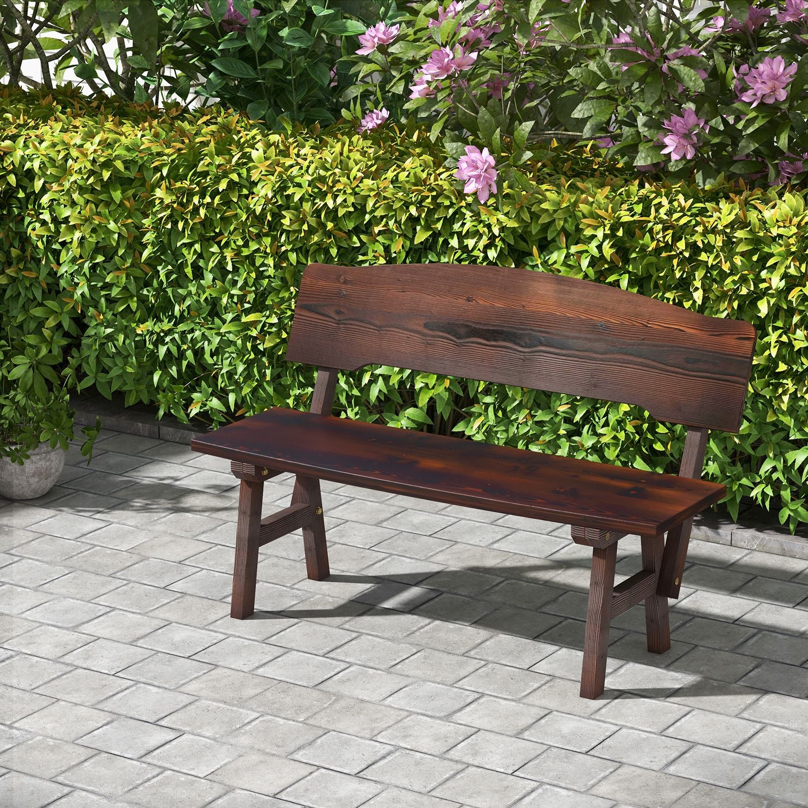 Outdoor Patio Bench with Inclined Backrest for Outside