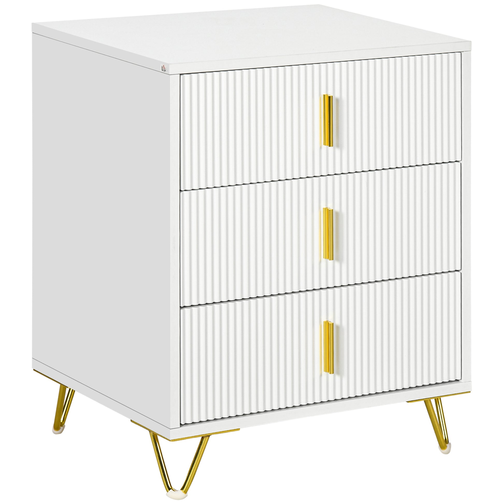 Small Chest of Drawers, Dresser with Handles Living Room White