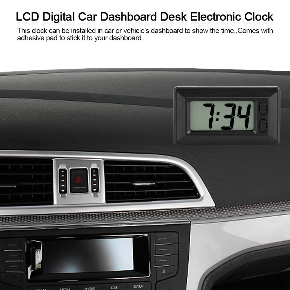 Digital Car Dashboard Clock Ultra-Thin LED Alarm Clock Battery Operated Portable Timer Sticker Adhesive Pad Clock Date Calendar