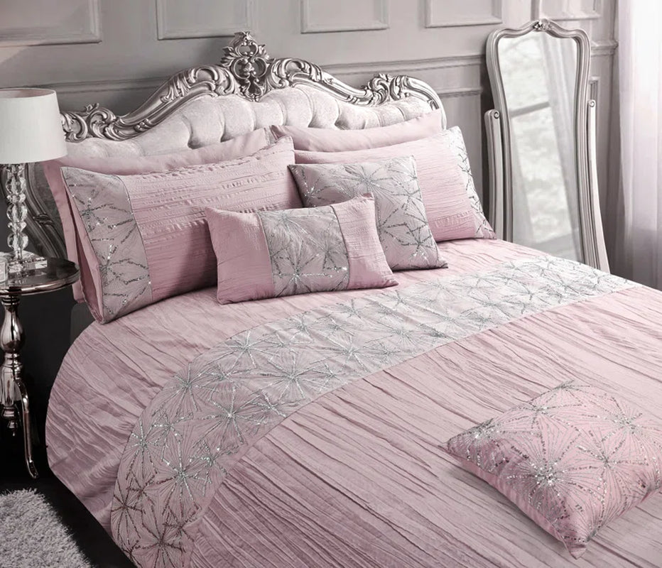 Crinkle Glitter Sequin Panel Shimmering Duvet Set