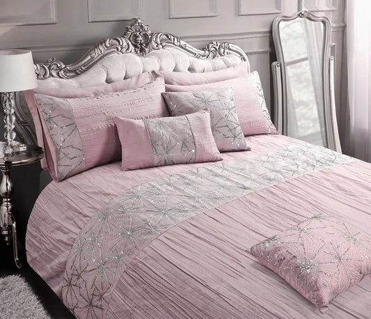 Crinkle Glitter Sequin Panel Shimmering Duvet Set