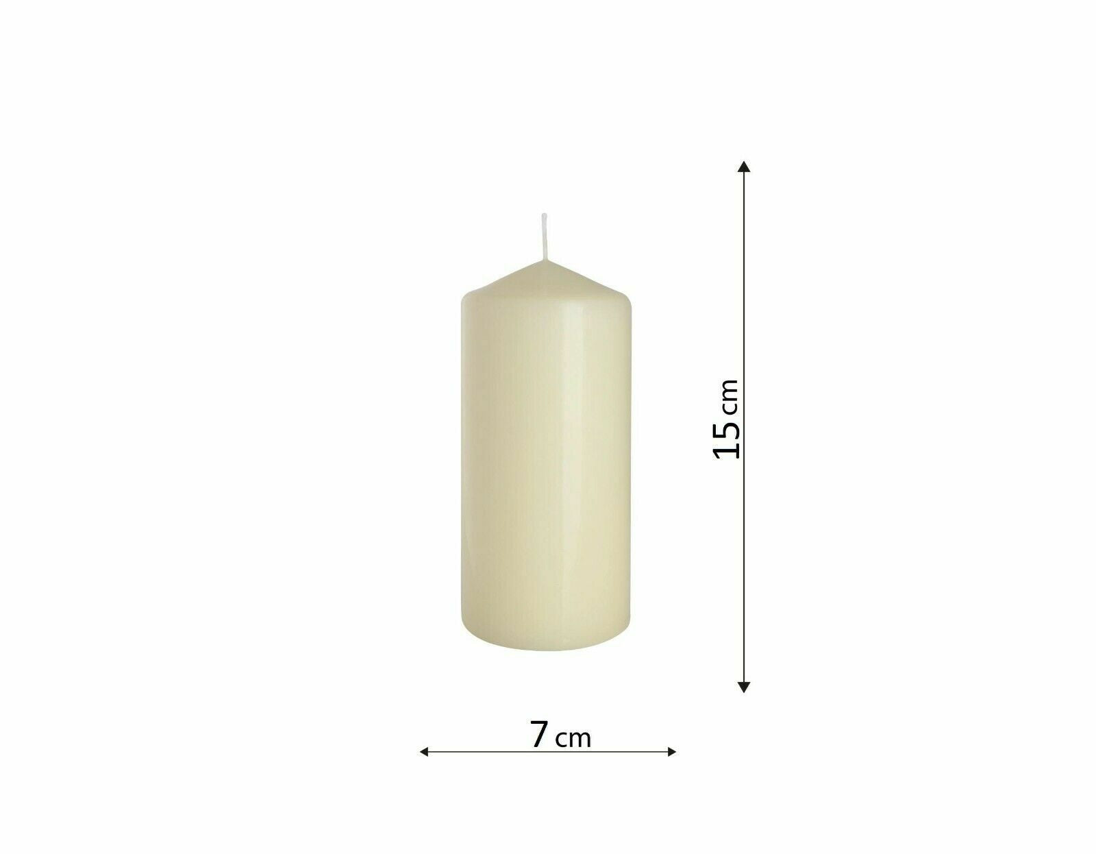 Set of 6 Church Large Pillar Candles 66 Hours Burning Time Ivory White 7Cm/15Cm