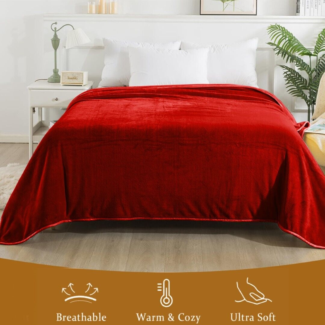 Large Fleece Blanket Throw Reversible Soft Warm Bed Sofa Blanket Double & King