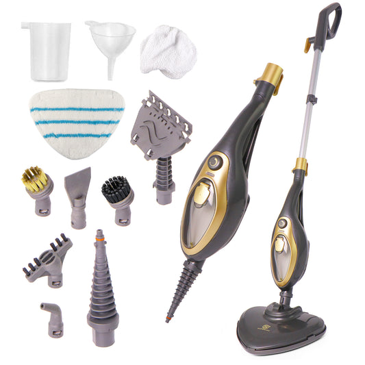15-In-1 Hot Steam Mop Upright & Handheld Hard Floor & Carpet Steaming Cleaner