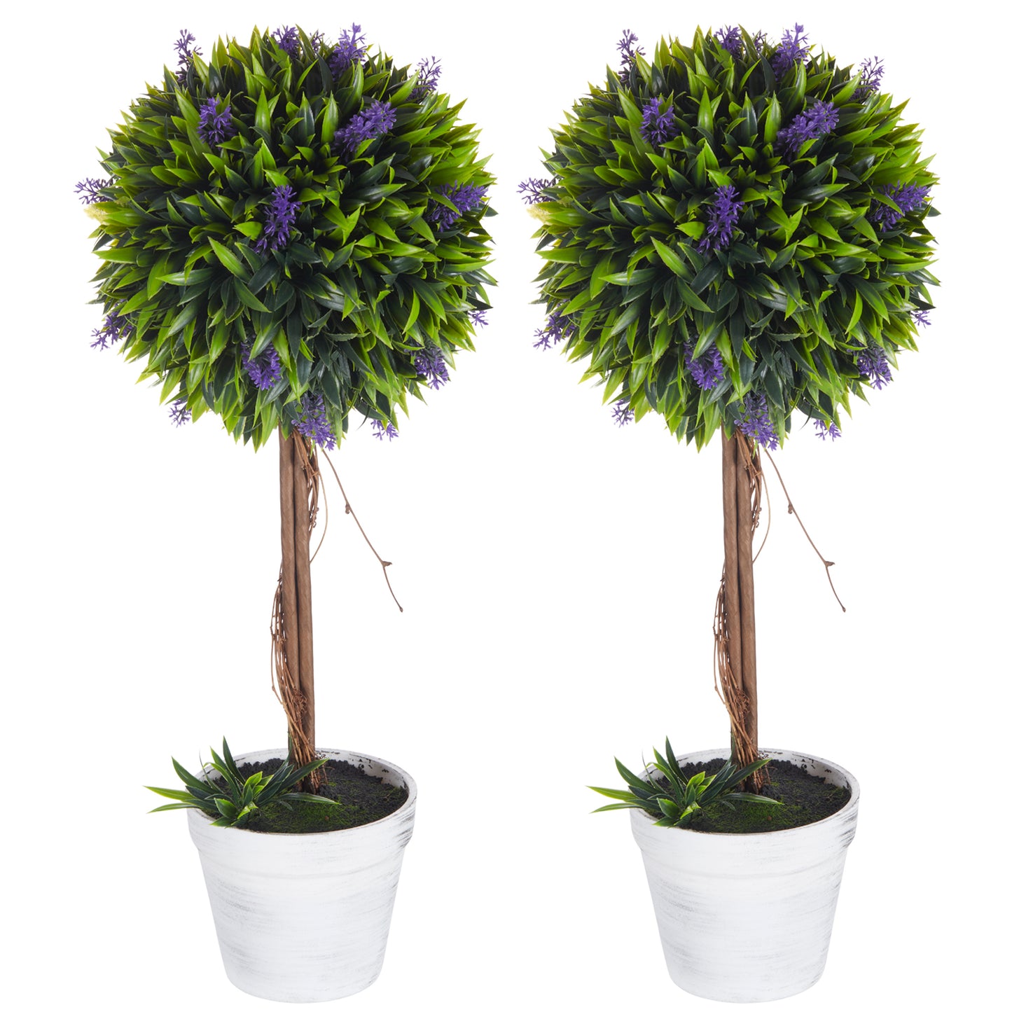Set of 2 Decorative Artificial Plants Ball Trees with Flower