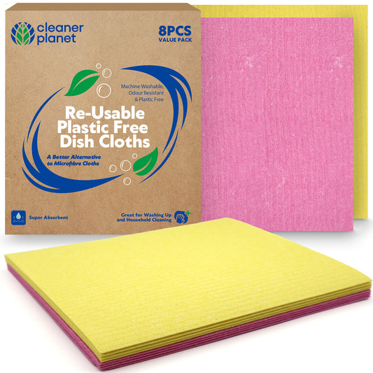 8 Sponge Cloths Absorbent Cellulose Kitchen Dish Cleaning Wipes Multipurpose Pad