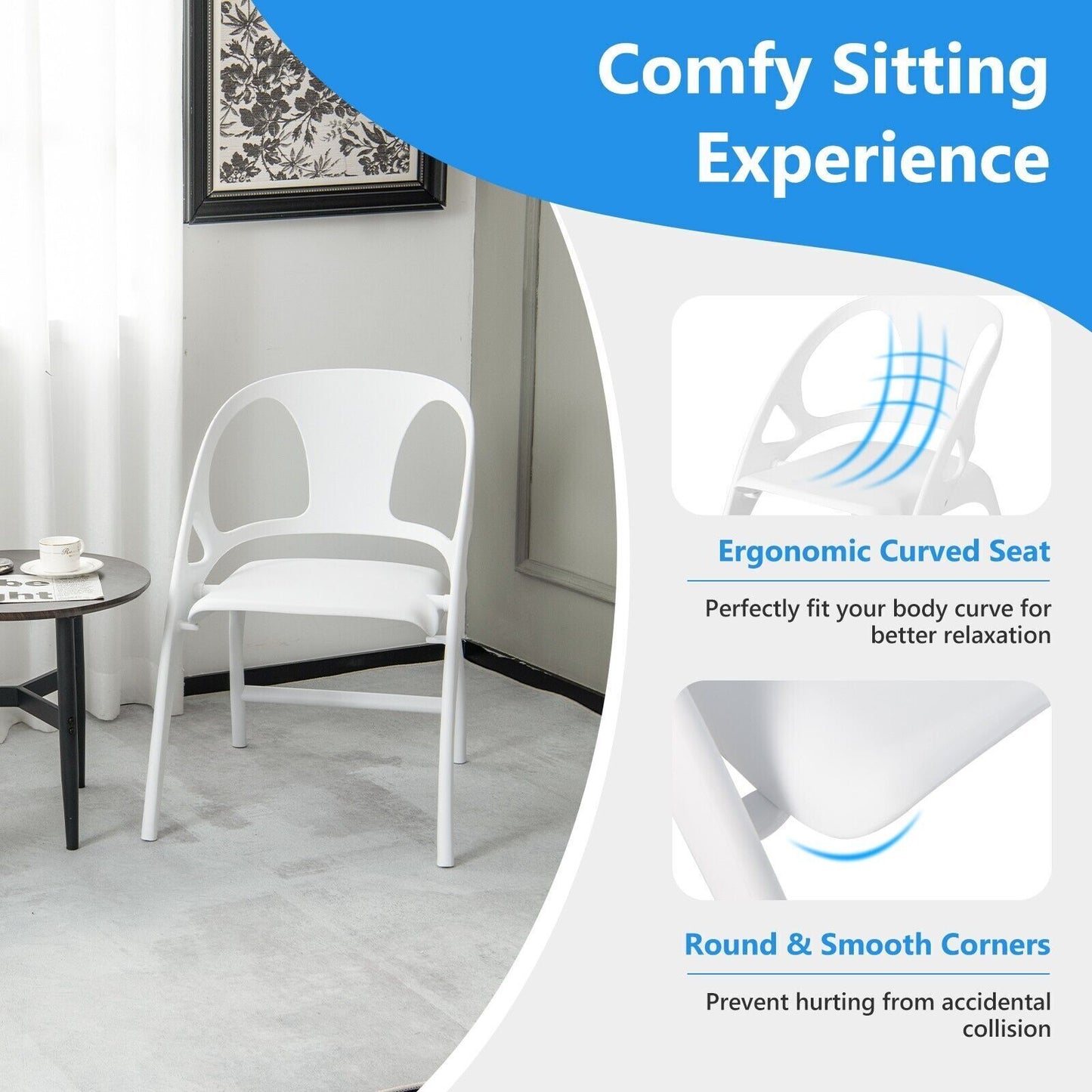 2Pcs Folding Dining Chair Modern Plastic Dining Armchairs Portable Guest Chair