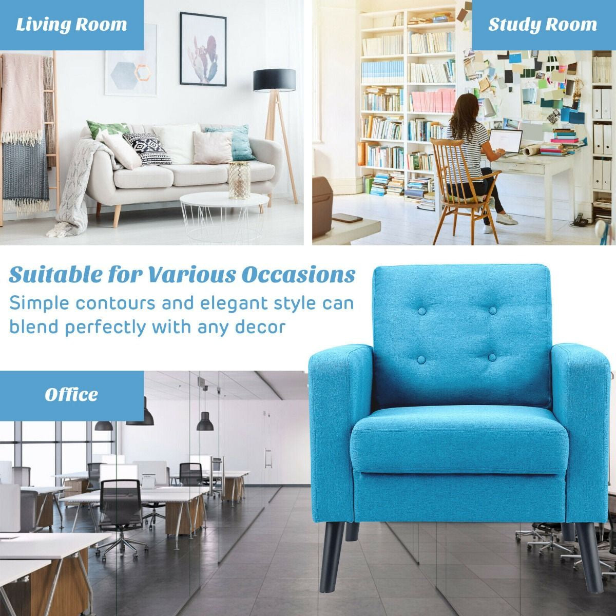 Modern Upholstered Accent Sofa Chair for Living Room