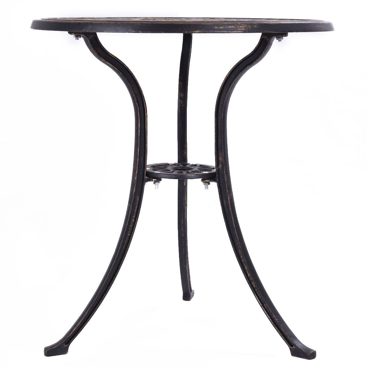 3-Piece Outdoor Bistro Set with Rust-Resistant Cast Aluminum and Leaf Design