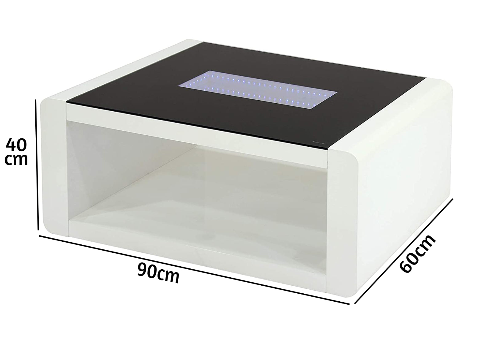 LED High Gloss Coffee Table Glass Top Living Room Decoration Furniture