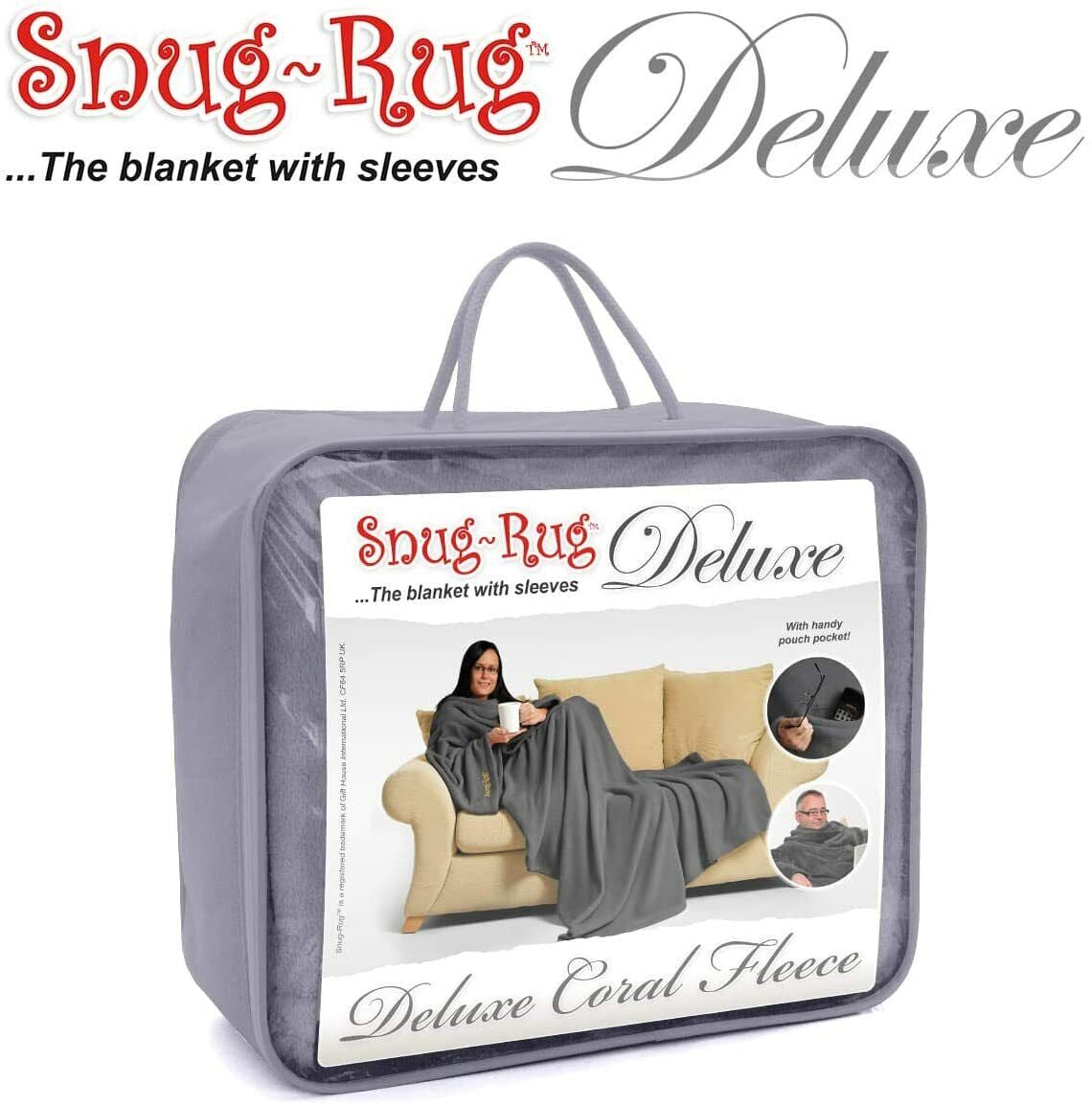 Genuine Snug Rug DELUXE ™ ADULT Cosy Warm SLEEVED Arms Blanket Fleece Official