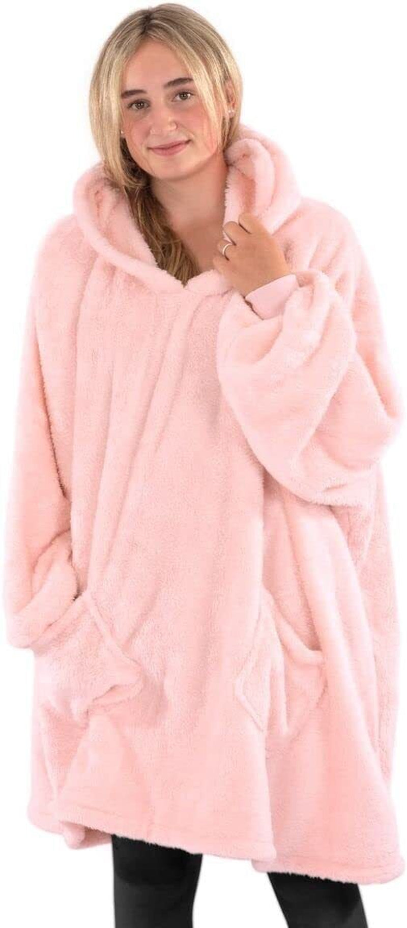 Snugrug Oversized Long Hooded Adult Sherpa Big Fleece Blanket Hoodie Sweatshirt