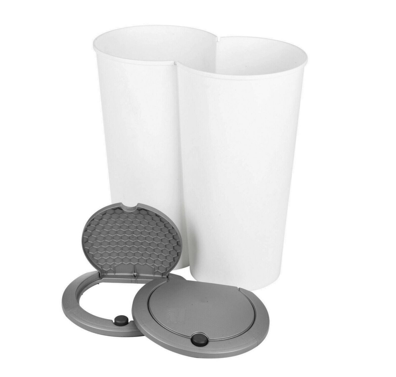 Circular Double Recycling Waste Bin Duo Rubbish Plastic Cardboard Disposal 2X25L