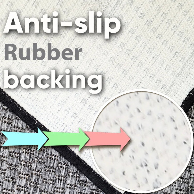 Non Slip Border Grey Rug Flat Weave Kitchen Living Room Carpet