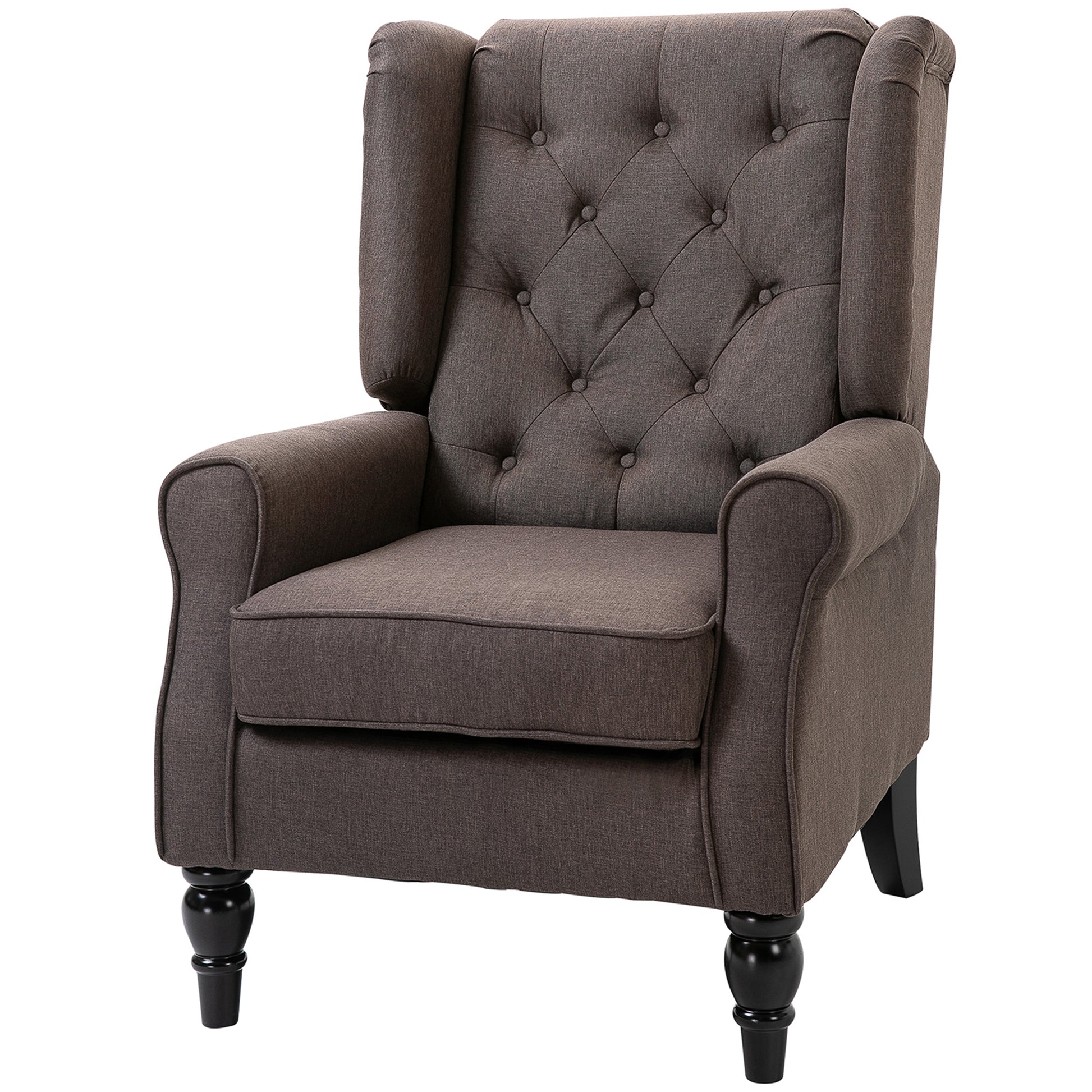Retro Accent Chair Wingback Armchair with Wood Frame for Living Room