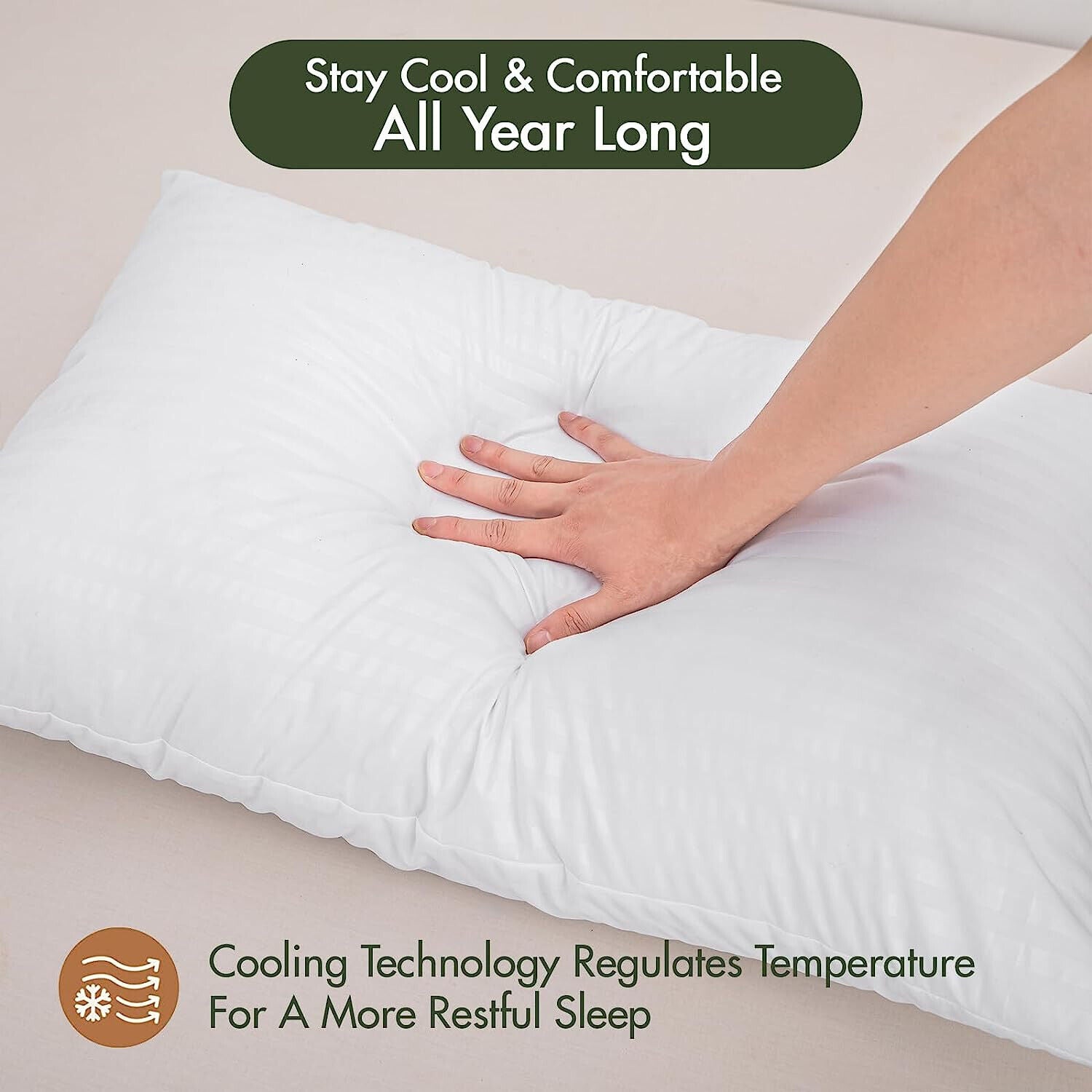 Extra Filled Pillows 2 Pack Hotel Quality Firm Deluxe Egyptian Stripe Pillows