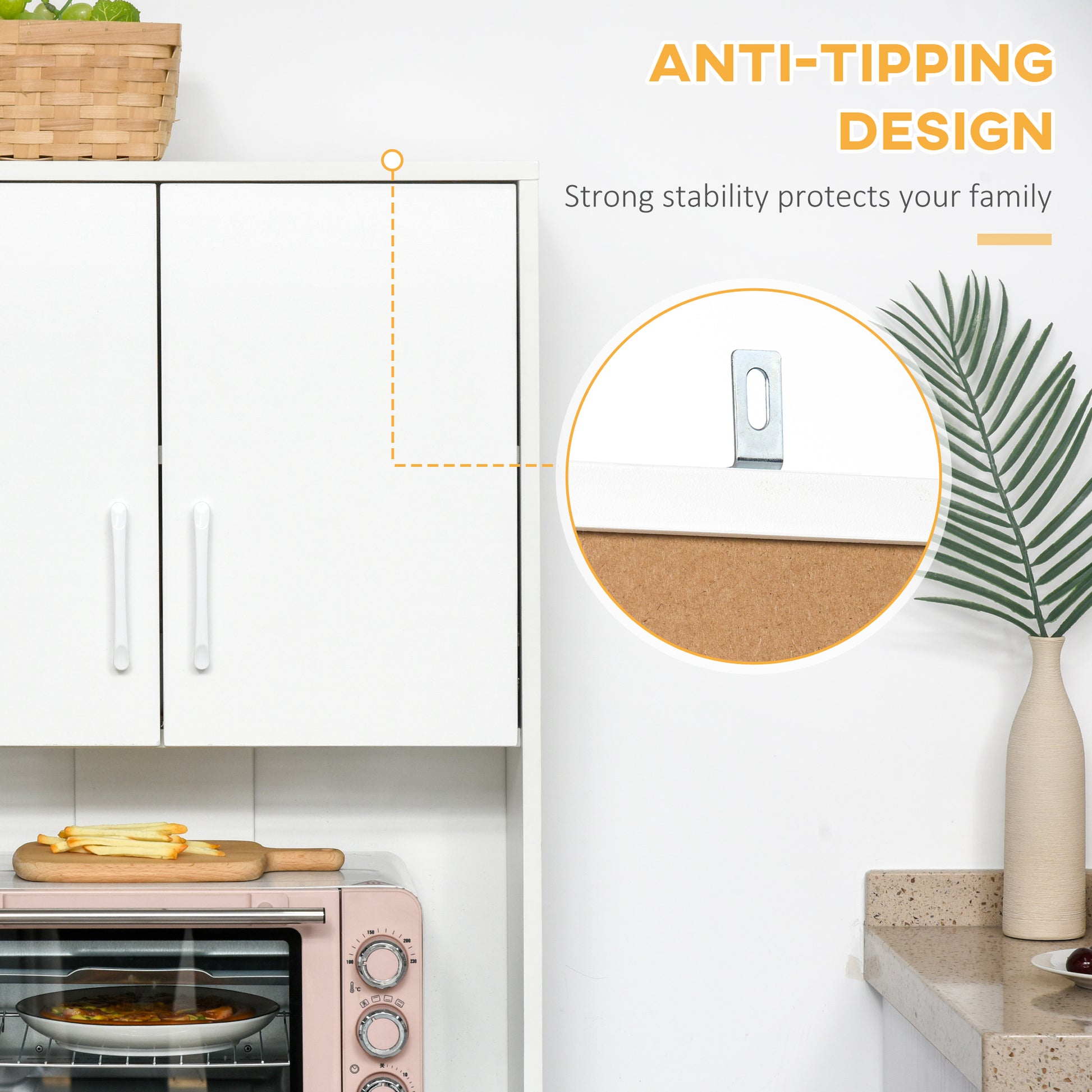 Modern Kitchen Cupboard with Storage Cabinets, 3 Drawers for Living Room