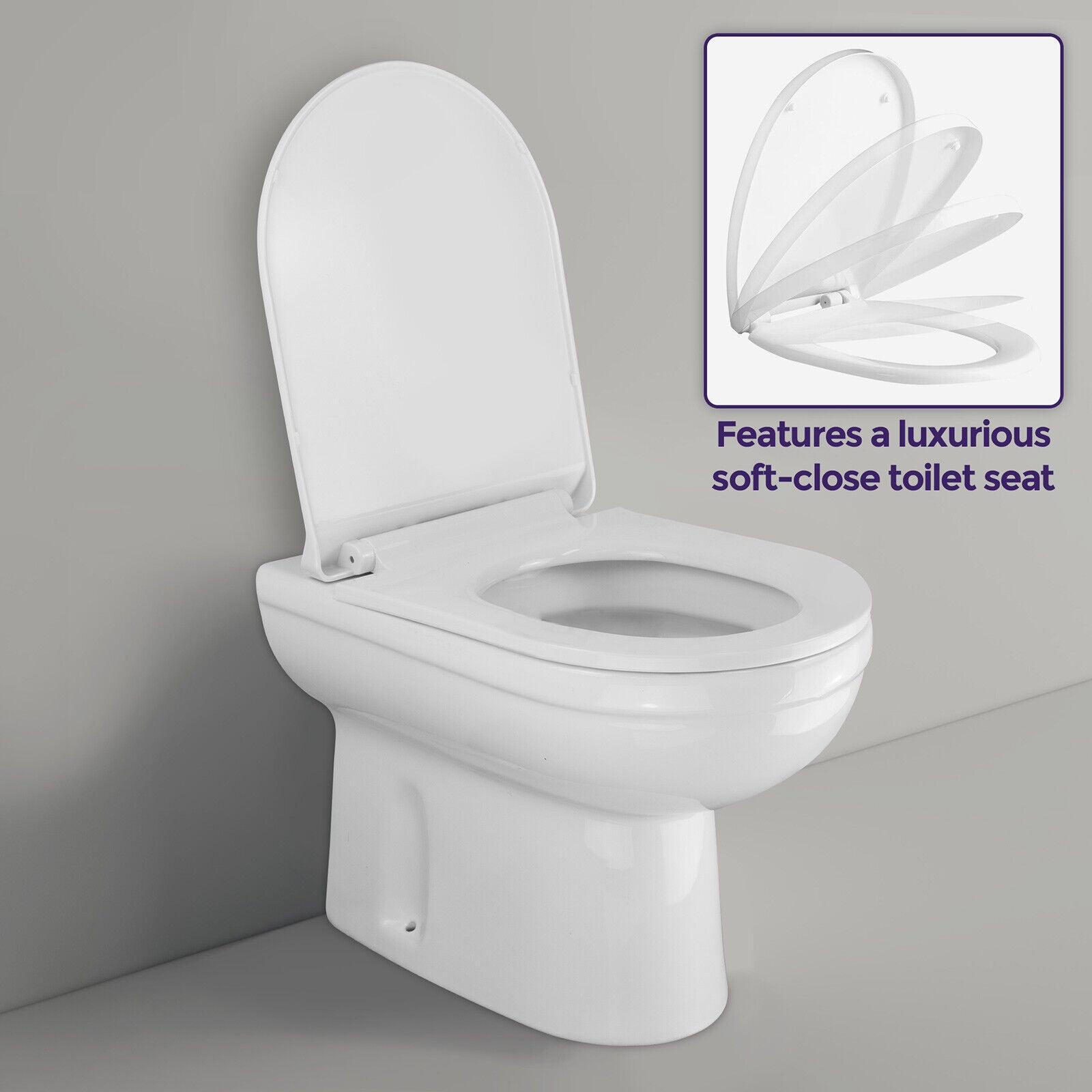 MANIFOLD BACK to WALL MODERN WC TOILET PAN & SOFT CLOSE SEAT + CONCEALED CISTERN