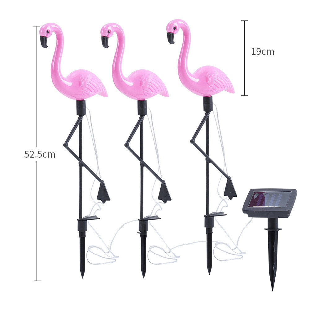 3Pcs LED Solar Flamingo Lights Outdoor Garden Lawn Lamp Stake Landscape Lighting