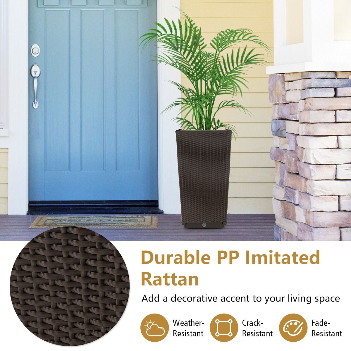 Outdoor Wicker Flower Pot Set of 2