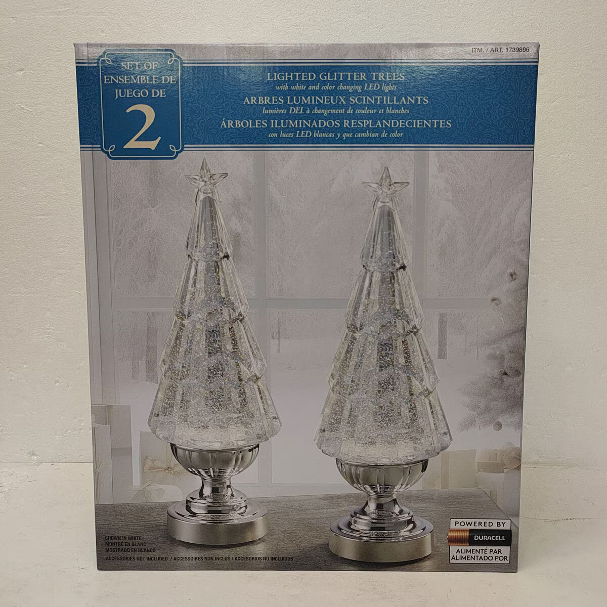 14 Inch (35.6 Cm) Lighted Glitter Tree Lamps, 2 Pack