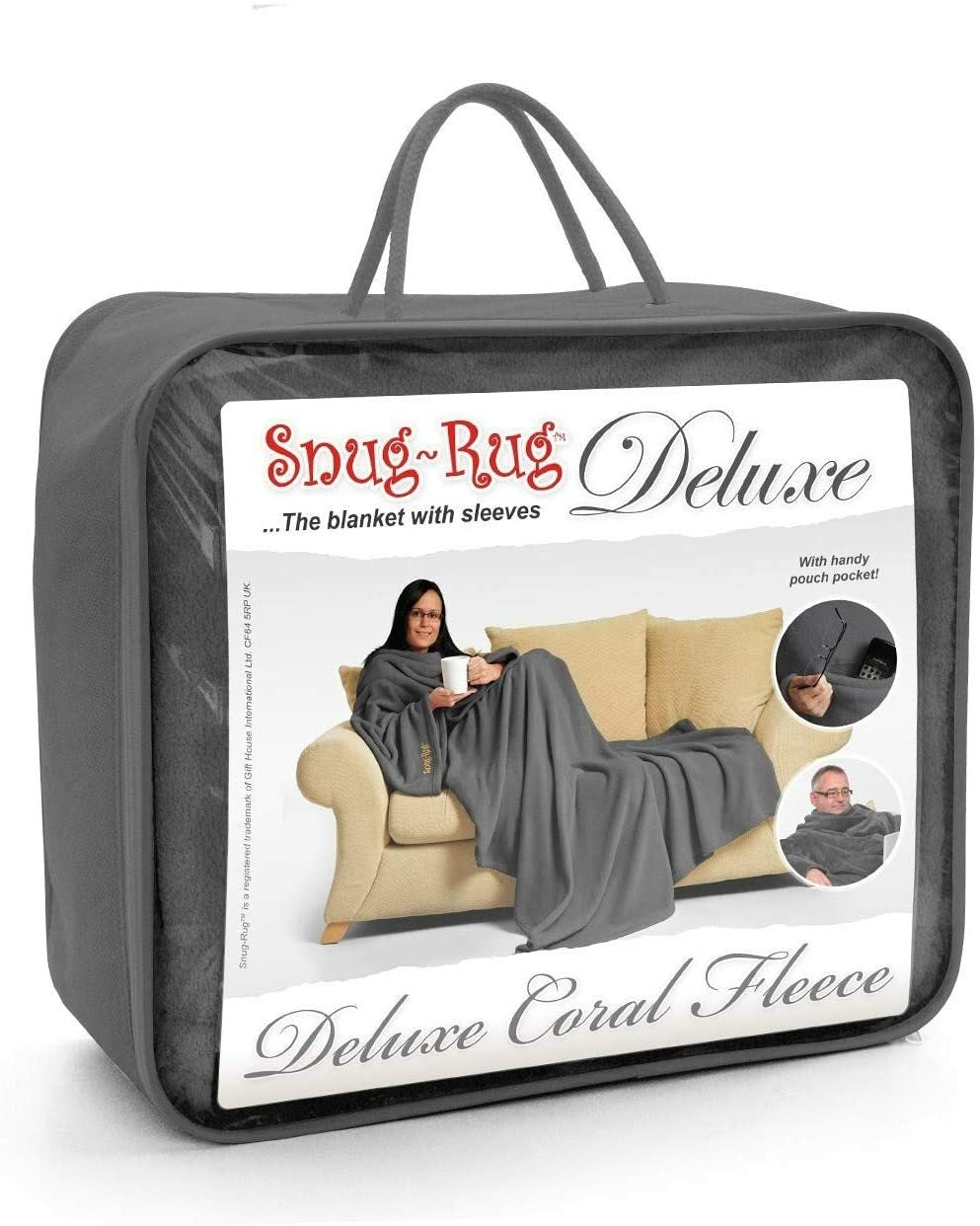 Genuine Snug Rug DELUXE ™ ADULT Cosy Warm SLEEVED Arms Blanket Fleece Official