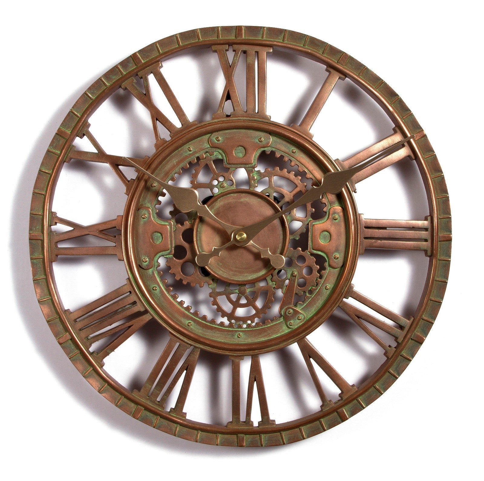 Outdoor Indoor Garden Wall Station Clock Copper Plate Effect, 30Cm Slate Effect