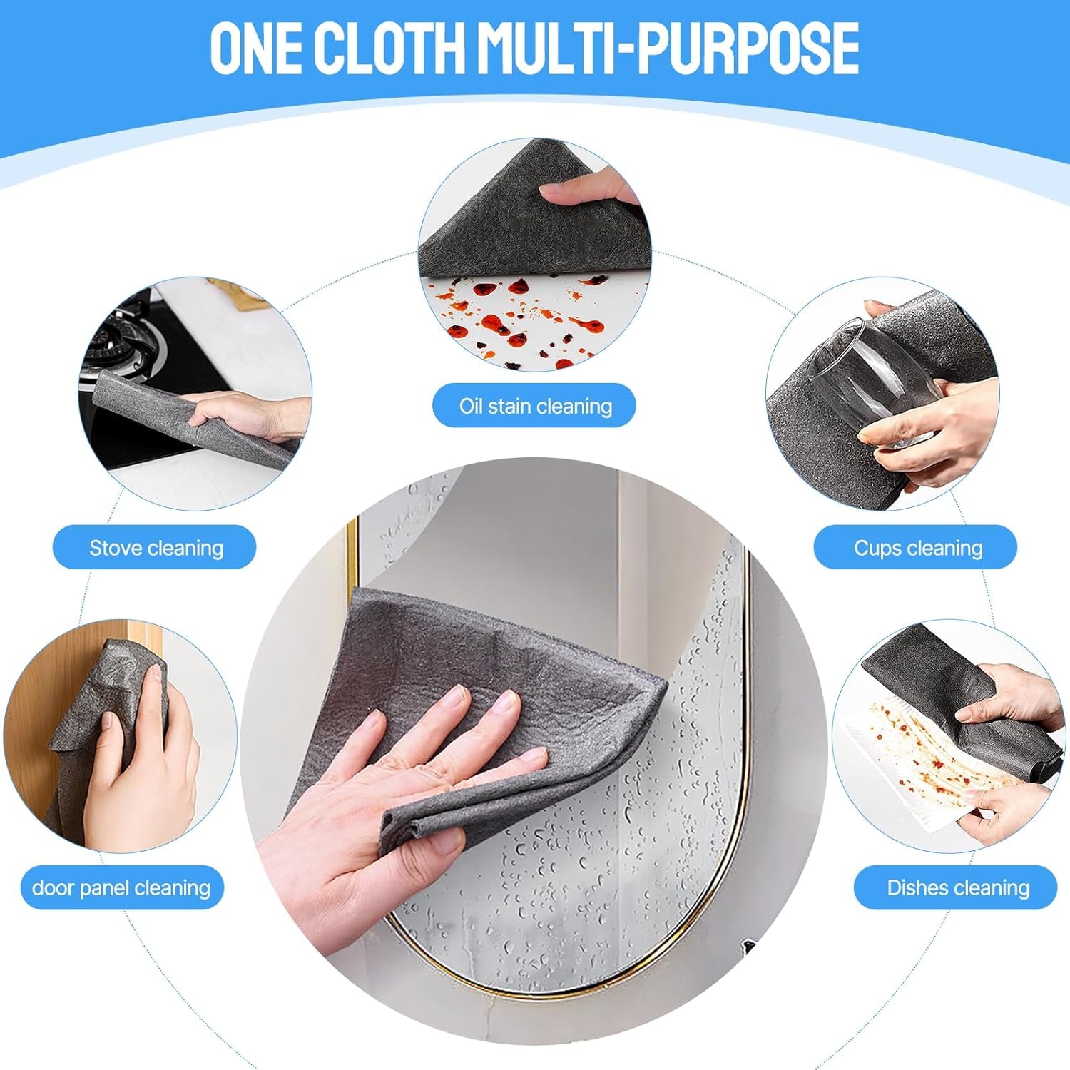 Magic Cleaning Cloths for Glass 3Pcs,Reusable Glass Cleaning Rag Super Soft Premium Streak Free Washable Cloth Duster for Home,Kitchen,Cars Glass Window