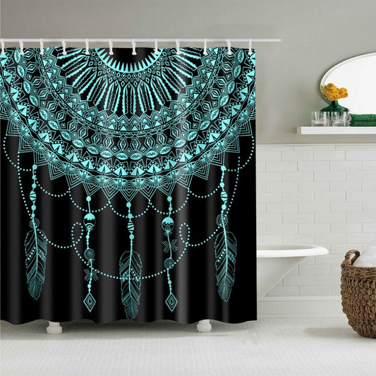 Mandala Shower Curtain Durable Polyester Fabric Waterproof Bathroom Curtains