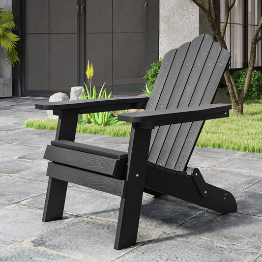 Folding Adirondack Chair with Wide Armrests and Inclined Backrest