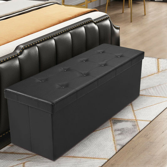 Folding Storage Ottoman Bench with Lid for Living Room