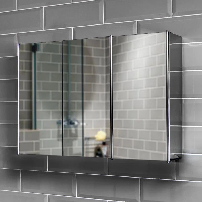 Carthage Bathroom Triple 680Mm X 450Mm Surface Mount Mirror Cabinet