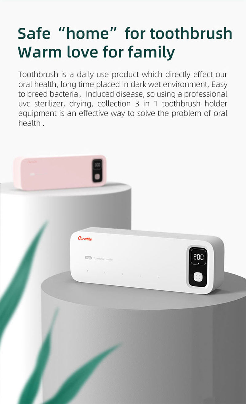 Caredite 2023 Toothbrush Sterilizer Holder with New Multi Colors, Fast Drying Professional Home Toothbrush Sterilizer Protect Your Family Oral Health Bathroom Wall-Mounted Adjustable