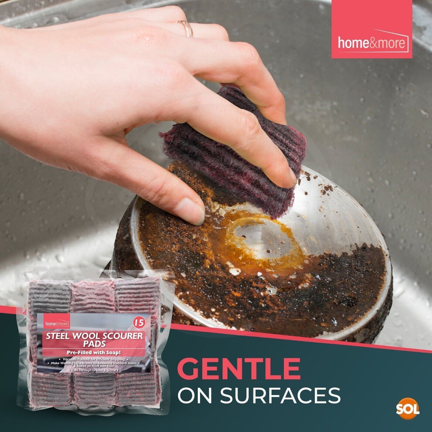 15-120 Soap Filled Pads Sponge Scourer Steel Wool for Household Kitchen Cleaning