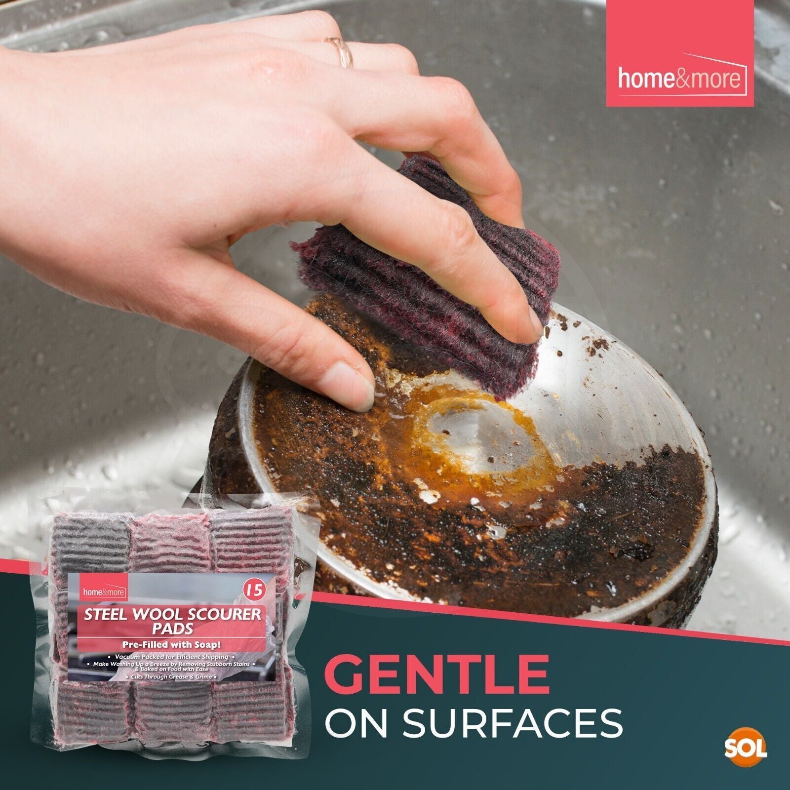 15-120 Soap Filled Pads Sponge Scourer Steel Wool for Household Kitchen Cleaning