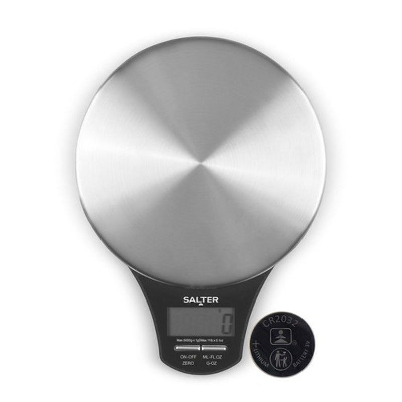 Salter Stainless Steel Electronic Digital Kitchen Scale, Measures Liquids & Food