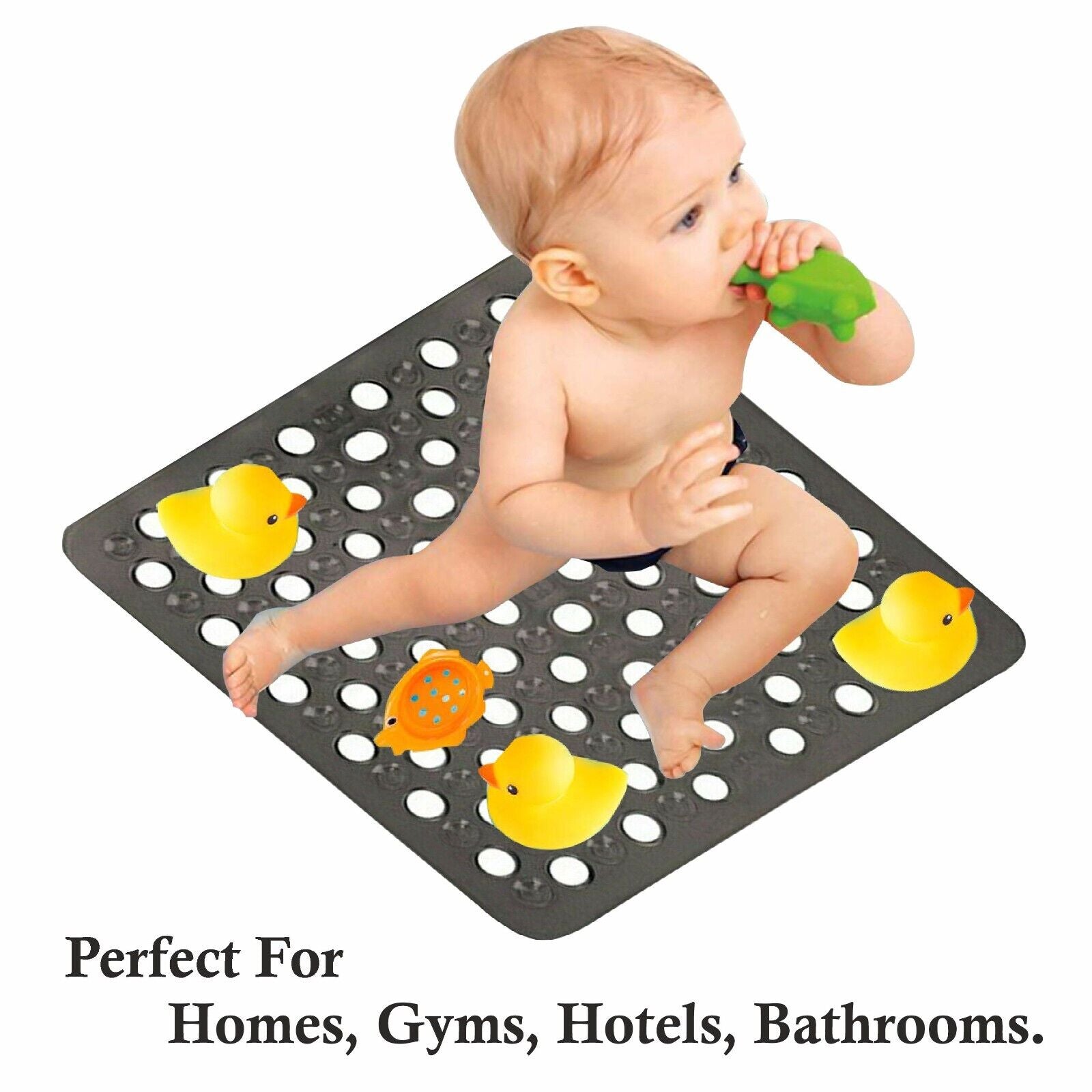 BATH SHOWER MAT NON SLIP PVC BATHROOM RUBBER MATS anti SLIP SUCTION 43 X 43 Cm