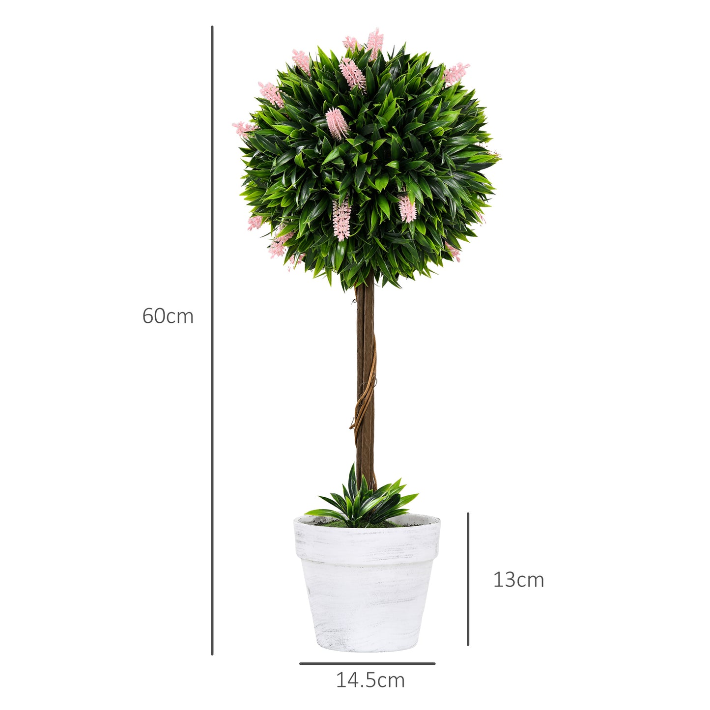 Set of 2 Decorative Artificial Plants Ball Trees with Flower