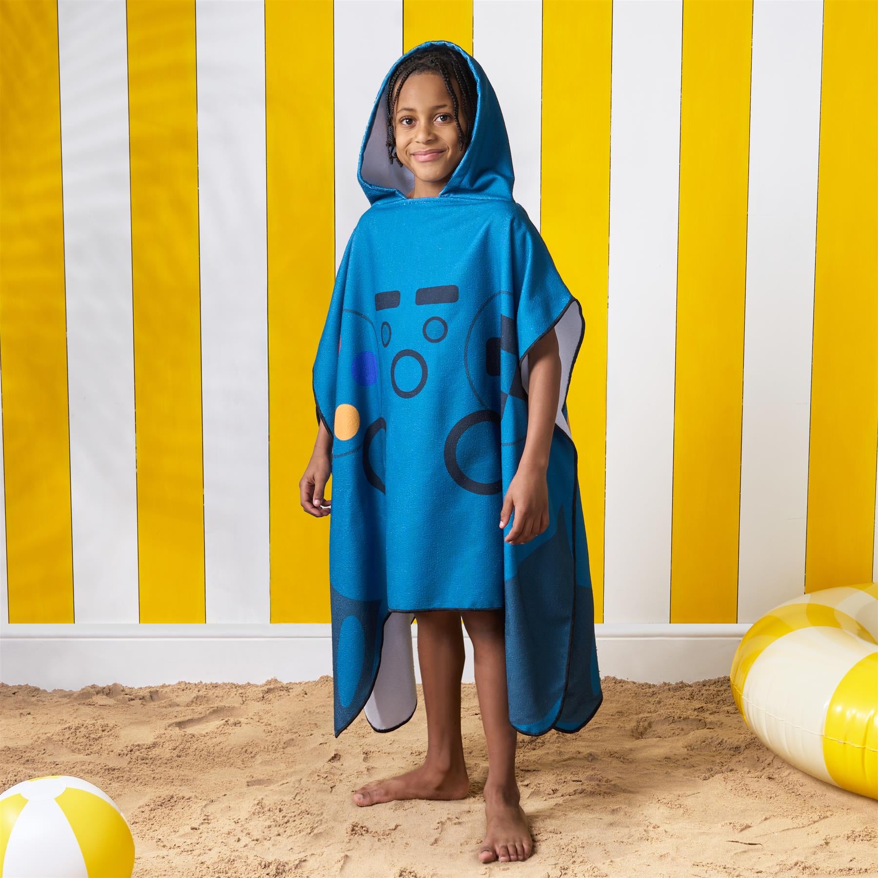 Kids Poncho Beach Towel Hooded Quick Dry Microfibre Holiday Swimming Absorbent