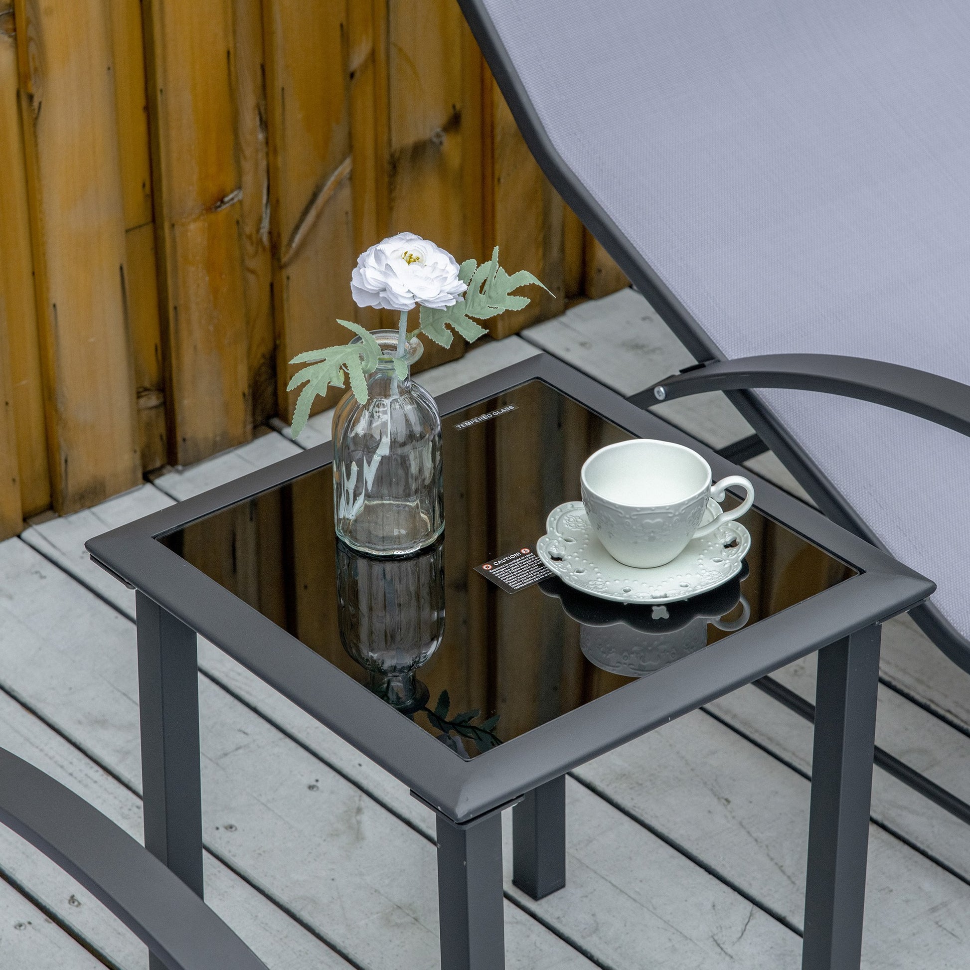 3 Pieces Lounge Chair Set Garden Recliner Chair with Coffee Table for Patio