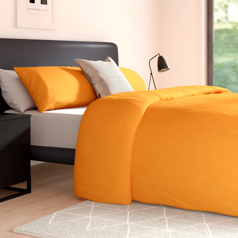 Cotton Blend Solid Colour Duvet Cover with Pillowcases