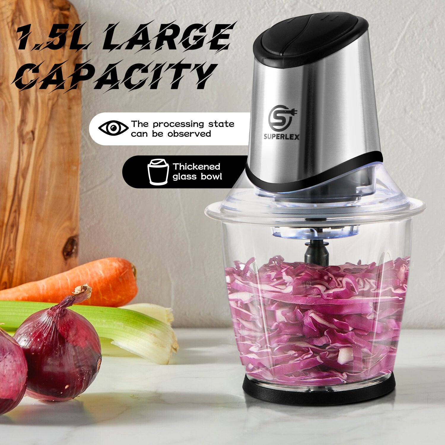 Mini Chopper Electric Blender& One Button Operation,Easy Clean with Nuts Grinder