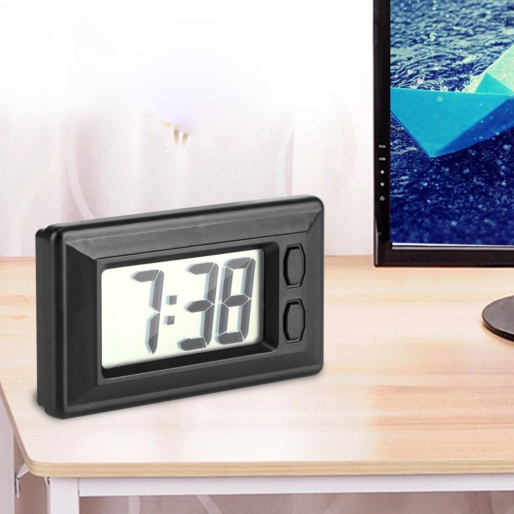Digital Car Dashboard Clock Ultra-Thin LED Alarm Clock Battery Operated Portable Timer Sticker Adhesive Pad Clock Date Calendar